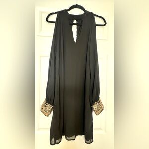 Cutout Sleeve Mini Dress with Jeweled Cuffs Size L